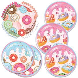 48pcs Candyland Party Supplies,include 20 dessert plate, 20 Napkin,Used for Sweet Birthday Party Decoration