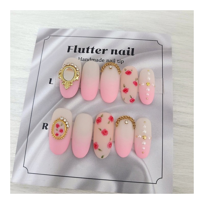 Antique Parts Pinkgra Princess Handmade Nail Tips - Mediaval /