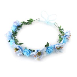 Gmmidea Women Girls Boho Flower Crown Adjustable Sunflower Floral Headband Wedding Bridal Headpiece Blue