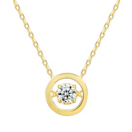 18K Yellow Gold Plated Silver Necklace With 0.30 Carat Total Weight Lab Grown Diamond (E-F Color, Round Brilliant Shape, VS Clarity) Necklace For Women, Gift For Her Jewelry For Women