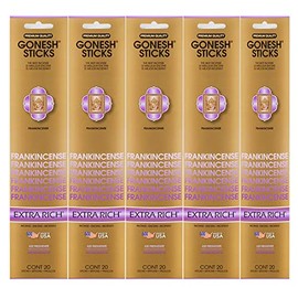Gonesh Incense Sticks Extra Rich Collection - Frankincense 5 Packs (100 Total)