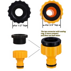 Garden Hose Faucet Adapter, ABS Garden Hose Connector, 2-in-1 Faucet Quick Connector, Outdoor Threaded Faucet Adapter (Yellow)