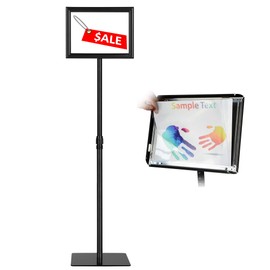 HYNAWIN Sign Holder Adjustable Pedestal Poster Stand Heavy Duty Business Sign Stand Aluminum Snap Open Frame for Vertical and Horizontal View (8.5 x 11 Inch)