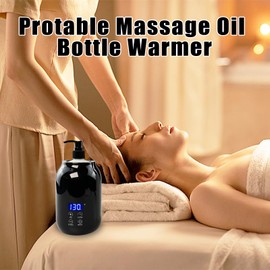 Flylin Massage Oil Warmer, Temperature Control Lotion Bottle Warmer Heater with Two Oil Bottle, Smart Touch Key Digital Massage Oil Heater for SPA/Salon/Barber Shops/Home