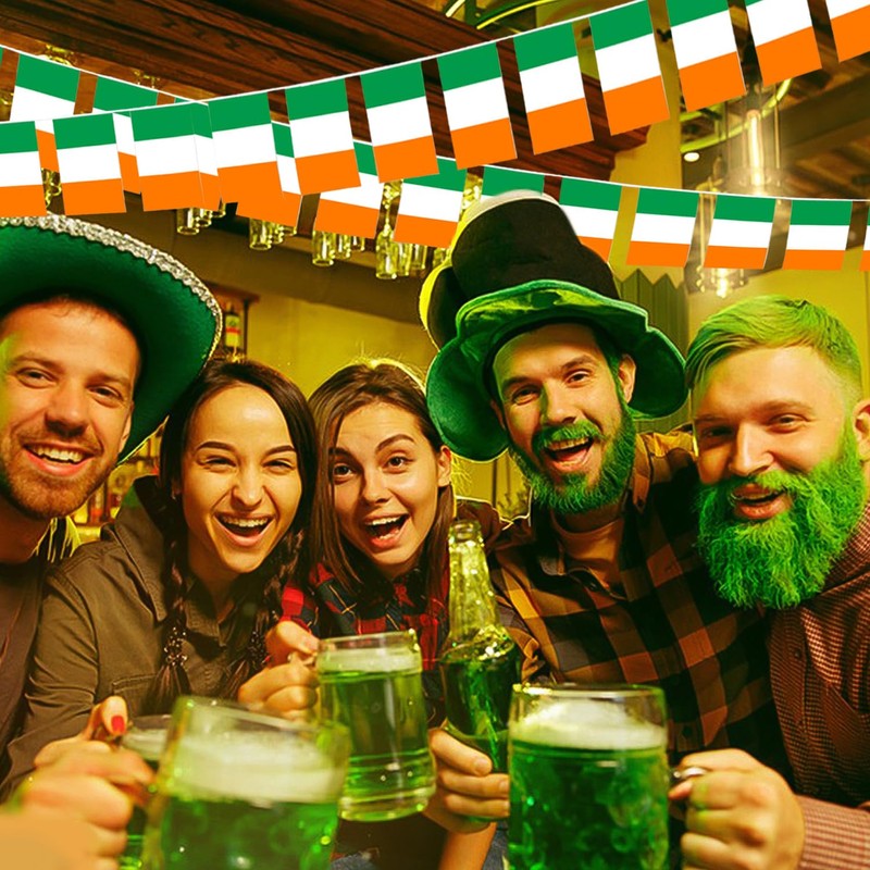 HIXNUG 2Pcs Irish Flag Bunting Rectangular Double Sided Irish Bunting