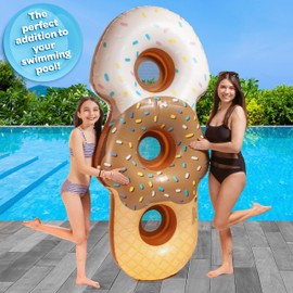 Giant XL - Flotador inflable para piscina con cono de helado para 3 personas, casi 7 pies de largo - Asientos de malla, tubo de PVC extra grueso y duradero para niños y adultos - Flotante de alimentos