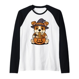 Spooky Jack Russell Terrier Pumpkin Japanese Ramen Noodles Raglan Baseball Tee