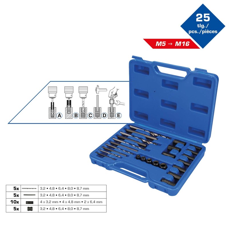 Brilliant Tools Screw Extractor Set Pieces, high speed steel, Blue/Black,