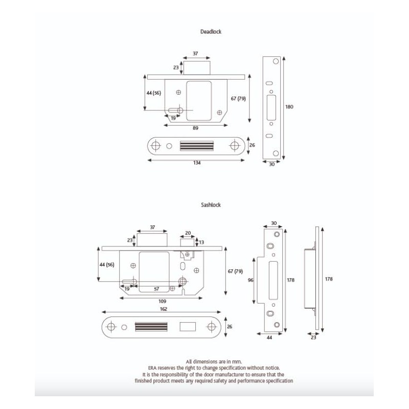 ERA Fortress BS 3621 2.5-inch/ 64mm 5 Lever Maximum Security