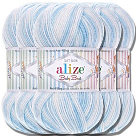 Hobby YARN Alize 5 x 100 g Baby Best Turkish Premium Wool Made of Cotton and Acrylic Plain Hand Knitting Yarn Yarn Knitting Yarn Baby Wool Plain Baby for Crochet Knitting Scarves (6669)