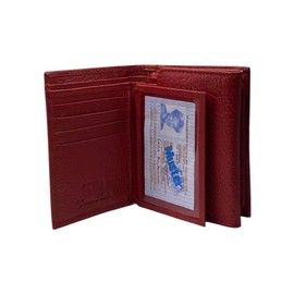 Velluci Pelle Genuine Leather Ladies RFID Purse, Ladies Compact Purse, Leather Women's Wallet (Red)