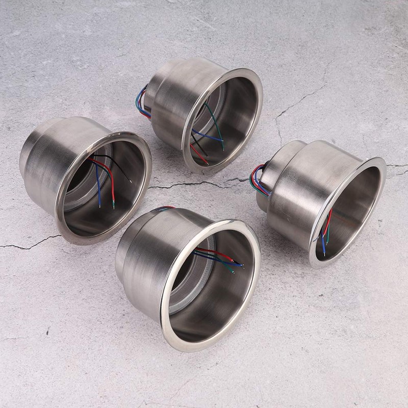 LED Cup Holder, 4Pcs DC 12V RGB Stainless Steel Beverage