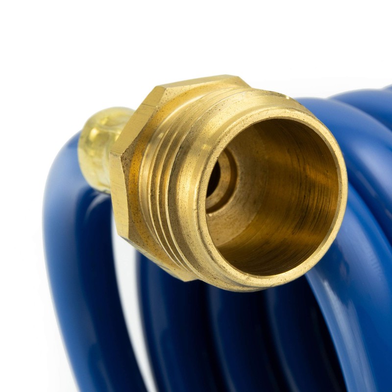 RecPro RV Exterior Shower Hose | 15' Blue Coiled Hose