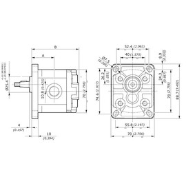 Walvoil Hydraulic Gear Pump, Group 1, 1.18CC, Clockwise, 3/8" BSP Inlet, & Outlet, EU 4Bolt 1/8 Taper