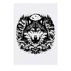'Moonlight Wolf' Temporary Tattoo - Water Resistant, Skin-Safe, Non-Toxic Transfer (TO00074141)