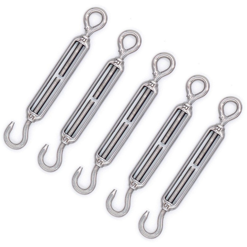 Mecollection M4/M5/M6/M8 304 Stainless Steel Hook and Eye Turnbuckle with