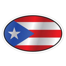 Puerto Rico Flag Oval - 5" Vinyl Sticker - for Car Laptop I-Pad - Waterproof Decal