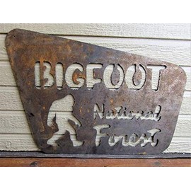 SLP Steel Metal Plasma Cut Bigfoot National Forest Sasquatch Yeti Sign Plaque, Silver, 18 tall x 26 wide x flat