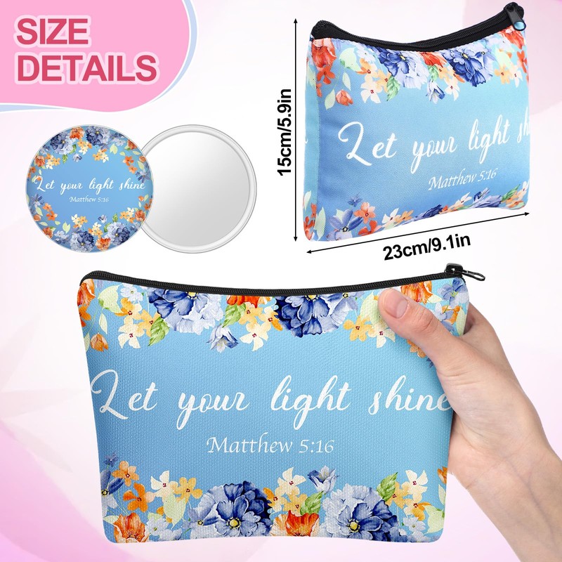 20 Pcs Inspirational Gifts Makeup Bags Bulk Mirrors, Bible