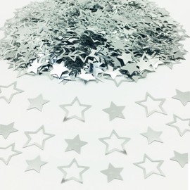 Confetti Star Sequins Table Confetti Metallic Foil Sprinkles or DIY Birthday Confetti for Wedding Engagemetn Christamas New Year Theme Party Celebrations Favor Party Supplies(Silver,2 SIZE)