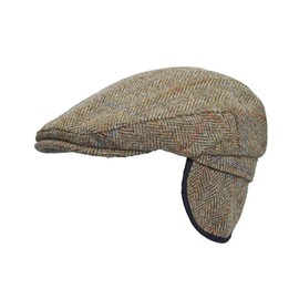 WALKER AND HAWKES - Harris Tweed Edward Flat Cap w/Foldable Ear Flaps - Moss Green - 2X-Large (61cm)