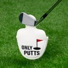 Golf Putter Club Head Cover Mallet Magnetic White PU Leather