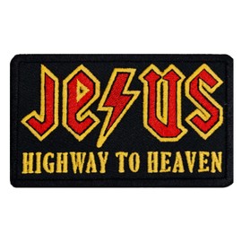 "Jesus: Highway to Heaven" Embroidered Patch Size 2.4 x 3.9 inches – Inspirational Iron-On Badge for Jackets, Bags, and Apparel – Faith and Devotion Symbol