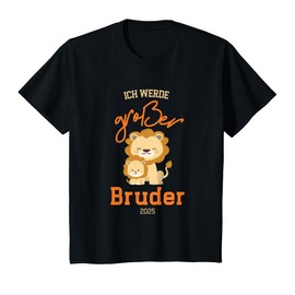 Children's T-Shirt with German Text "Ich Werde Großer Bruder 2025" [German Language], black