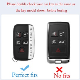 Juttzzei Land Rover Car Key Cover for Land Rover Defender Discovery Evoque LR4 Range Rover Sport Freelander Jaguar Velar Vogue, Evoque Key Cover, TPU Range Rover Key Fob Cover - 5 Bottons(Blue-gray)