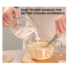 Glass Measuring Cups Set,BPA-Free Premium Heat Resistant Borosilicate Glass Measuring Cups with Handle, Precise Measurement Dl, Cups,OZ & Ml Scale Microwave & Freezer Safe