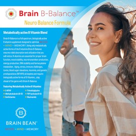 Brain B Balance: Methylated Multivitamin - Methylated B Complex Neurobalance Formula - Methylfolate Supports Mood.Mind.Memory - 60 Vegan Capsules