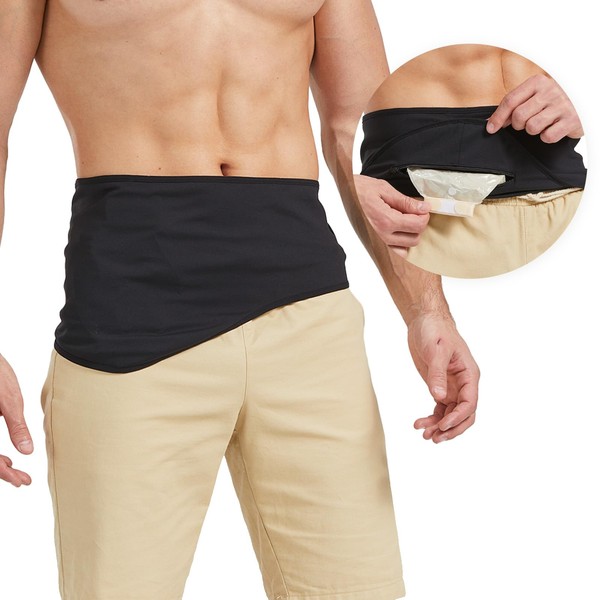 Ostomy Belt, Ostomy Bag, Adjustable Ostomy Support Belt, Ostomy Belt for Men & Women, Ostomy Accessories, Inner Pocket for Ostomy Bag for Sports & Swimming, Size L (35 - 39 inches)