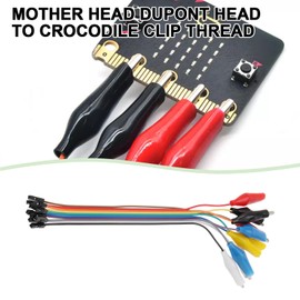 VGOL 4PCS Crocodile Clip D-upont Cable Connector Socket 10 Pin Jumper Wire Female to Alligator Clip Wire Length 17.5cm for Electronic Experiment