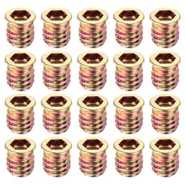 sourcing map 30Pcs Threaded Inserts, 5/16"-18x19/32" Zinc Alloy Hex Socket Drive Screw-in Nut Threaded Inserts Furniture Bolt Fastener Connector for Wood Working Tool and Accessories