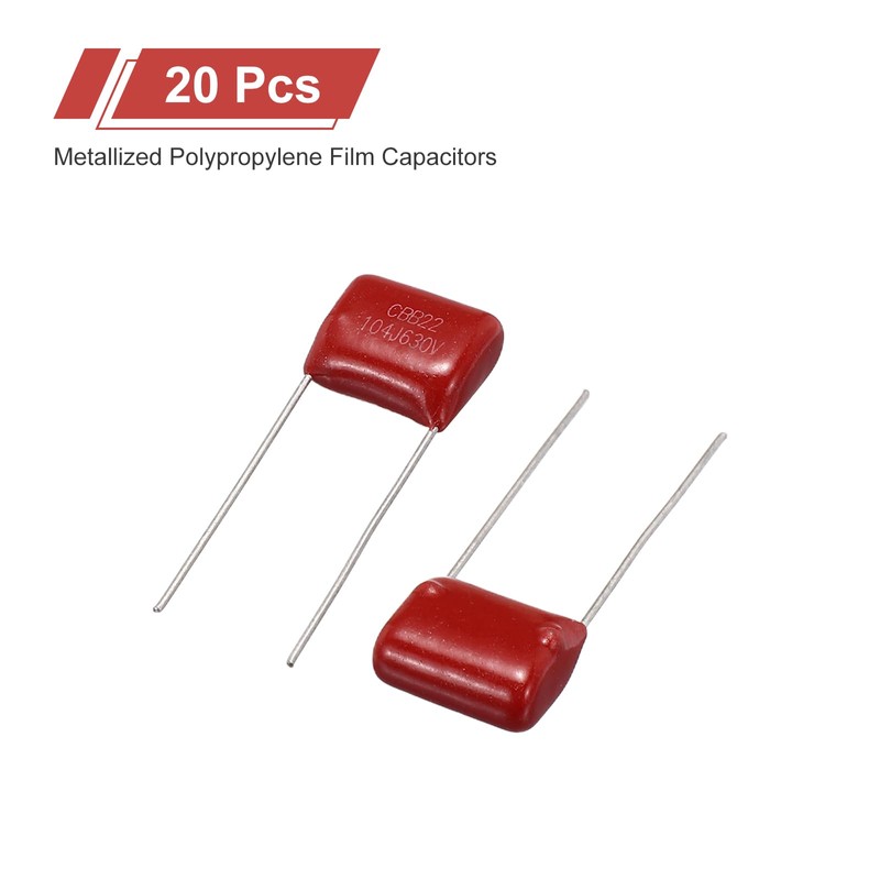 sourcing map 20Pcs CBB22 630V 104J 5% Tolerance Through Hole