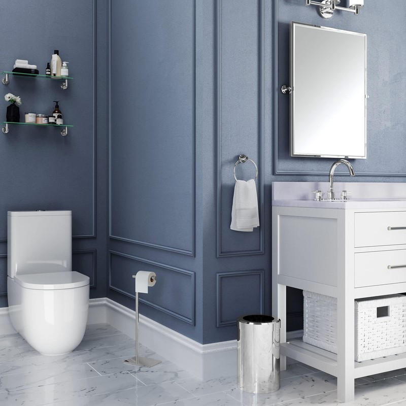 Gatco 1431C Modern Rectangle Base Freestanding Toilet Paper Holder, 21.25"