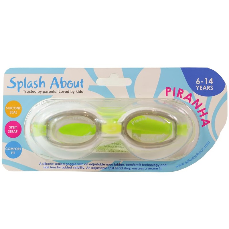 Splash About Kids Goggles Piranha, Lime, 6-14 Years