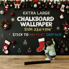 Oxdigi Extra Large Chalkboard Paper 23x394in Peel & Stick, Removable Blackboard Wall Decal for Kids Room, Easy Self Adhesive, Thick 0.3mm CPP Material