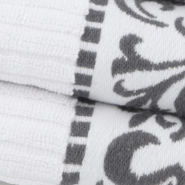 Superior Decorative 4-Piece Bath Towel Set, Greek/Floral Decor for Bathroom, Guest Bath, Spa, Household Essentials, Premium Absorbent Cotton, Athens Collection, Fast Drying Towels, Gray