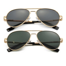 JOVAKIT Kids Small Polarized Aviator Sunglasses for Girls and Boys Age 4-16 (Gold/Grey + Gold/G15)