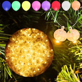 Aogist - 100 mini luces blancas cálidas con gancho, luz LED impermeable de largo tiempo de espera, alimentado por pilas, lámpara de bola para globo, linterna de papel, fiesta de cumpleaños, Navidad,