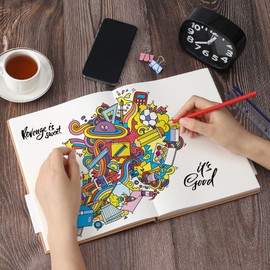 XYark Large B5 Blank Notebook Journals, Plain Kraft Hardcover Sketchbook Subject Composition Notebooks Planner with Unlined Paper, 2 Pack, 120GSM, 102 Sheets, 7.6x10 inch, Travel Journal Set