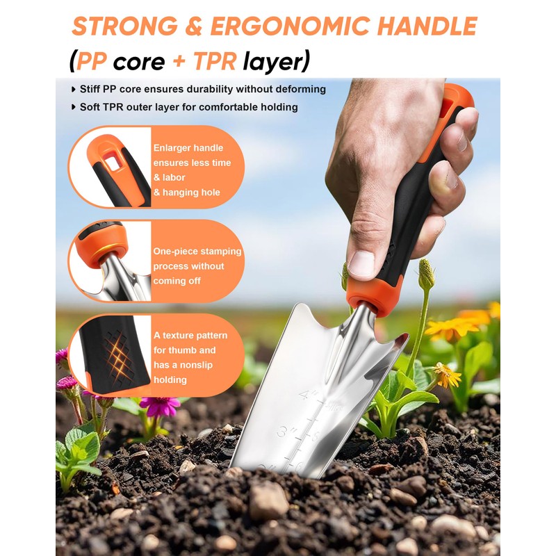 9-Piece Stainless Steel Garden Tools Set, HaSteeL Outdoors Gardening Hand