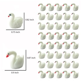 Jxpinet 100 Pcs Mini Swan Figurines Mini Resin Swan Mini Garden Swan Fairy Garden Miniature Moss Landscape DIY Terrarium Crafts Ornament Accessories