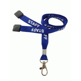 Customcard ltd® 25 x Blue Staff Lanyard Safety Blue Staff Breakaway Lanyard Metal Dog Clip