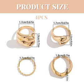 Irikdescia Thick Gold Rings Women, Delicate Silver Rings, Stackable Rings, Statement Rings, Vintage Jewellery, Y2K Jewellery, Chunky Silver Coated Rings Women Set (GoldA)