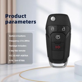 Key Fob Remote Replacement Compatible with Ford Fusion 2013 2014 2015 2016 Keyless Entry Remote Control FCC ID:N5F-A08TAA