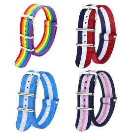 Megalith Watch Strap Pack with 4/8 Nato Strap 16 mm, 18 mm, 20 mm, 22 mm, and 24 mm Ballistic Nylon Watch Strap Zulu Watch Strap for Men Women, 22mm