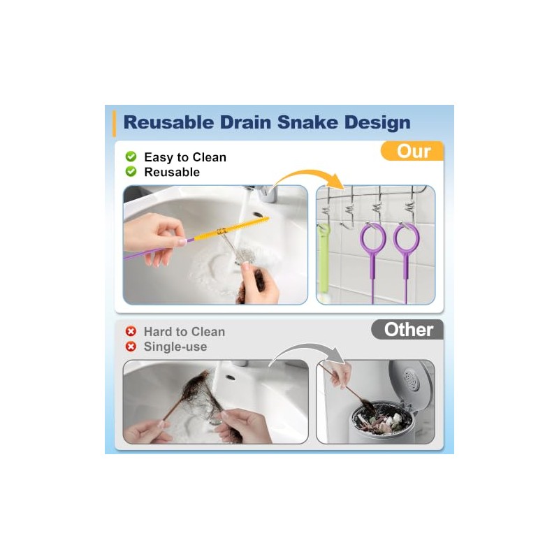 35-Inch Metal Drain Snake Clog Remover - 5 Pack