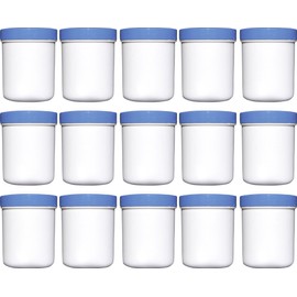15 Ointment Jars, Cream Jars, High Ointment Jug, 35 ml Capacity, with Blue Lid, Made in Germany